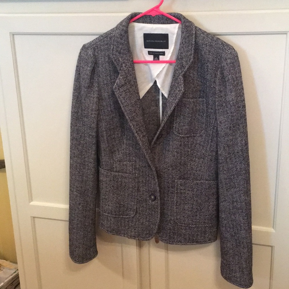 Banana Republic Black & White Tweed Blazer size 8